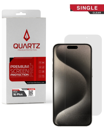 Purchase the Quartz Clear Tempered Glass for iPhone 16 Plus Single Pack.