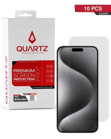 Shop the Quartz Clear Tempered Glass for iPhone 16 Pro Max in a pack of 10.
