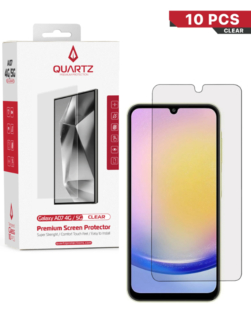QUARTZ Clear Tempered Glass for Galaxy A05S (A057 / 2023) / A07 4G / 5G (A075 / A076 2025) (Pack of 10)