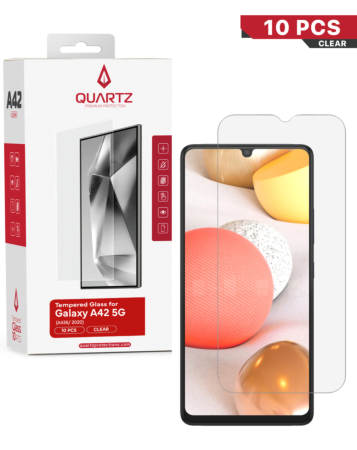 QUARTZ Clear Tempered Glass for Galaxy A12 (A125 /2020) / A13 5G (A136 / 2021) / A32 5G (A326 / 2021) / A42 5G (A426 / 2020) / A71 5G (A716 / 2020) / A03S (A037 / 2021) / A23 5G (A236 / 2022) (Pack of 10)