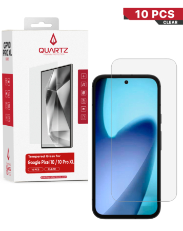 QUARTZ Clear Tempered Glass for Google Pixel 10 Pro XL (Pack of 10)