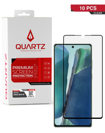 Grab the wholesale deals on the Quartz Clear Tempered Glass for Galaxy Note 20, Pack of 10.