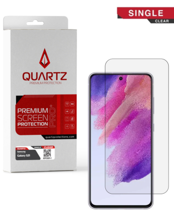 Purchase the QUARTZ Clear Tempered Glass for Galaxy S21, Single Pack.