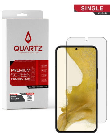 Buy the QUARTZ Clear Tempered Glass for Galaxy S22 — single pack.
