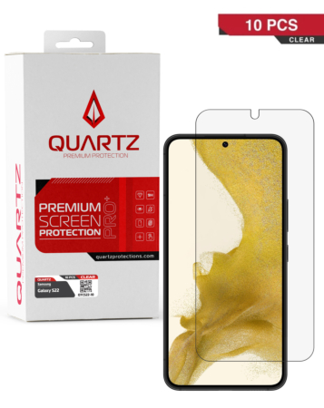 Order the QUARTZ Clear Tempered Glass for Galaxy S22, Pack of 10.
