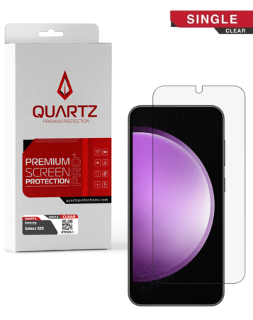Order the QUARTZ clear tempered glass for Galaxy S23. Single pack.