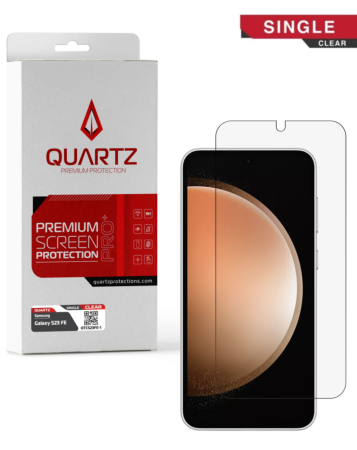Grab the wholesale deals on the QUARTZ Clear Tempered Glass for Galaxy S23 FE, single pack.
