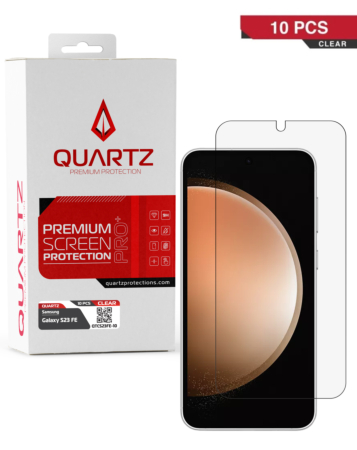 Purchase the QUARTZ Clear Tempered Glass for Galaxy S23 FE, pack of 10.
