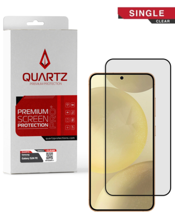 Grab the wholesale deals on the QUARTZ clear tempered glass for Galaxy S24 FE, single pack.
