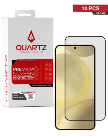 Buy the QUARTZ clear tempered glass for Galaxy S24 FE, pack of 10.