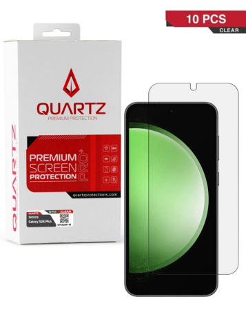 Purchase the QUARTZ Clear Tempered Glass for Galaxy S24 Plus and S25 Plus, pack of 10.