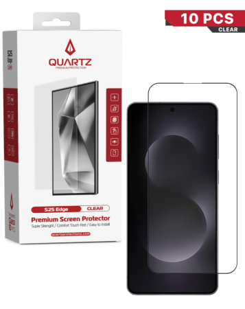 Buy the QUARTZ Clear Tempered Glass for Galaxy S25 Edge, pack of 10.