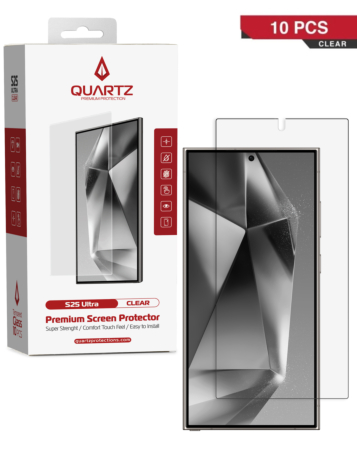 Order the QUARTZ Clear Tempered Glass for Galaxy S25 Ultra, pack of 10.