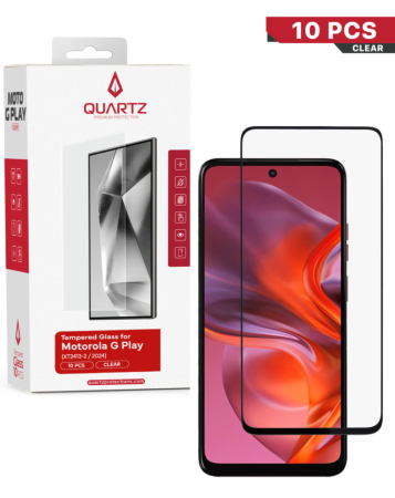 QUARTZ Clear Tempered Glass for Motorola G Play (XT2413-2 / 2024) (Pack of 10)