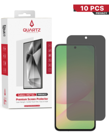 QUARTZ Privacy Tempered Glass for Galaxy A57 5G (A576 / 2026) (Pack of 10)