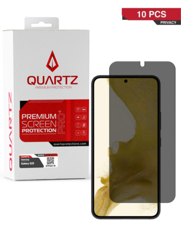 Purchase the QUARTZ Privacy Tempered Glass for Galaxy S22, Pack of 10.
