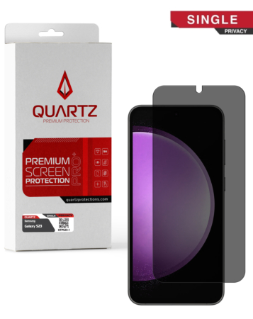 Grab wholesale deals on the QUARTZ privacy tempered glass for Galaxy S23. Single pack.