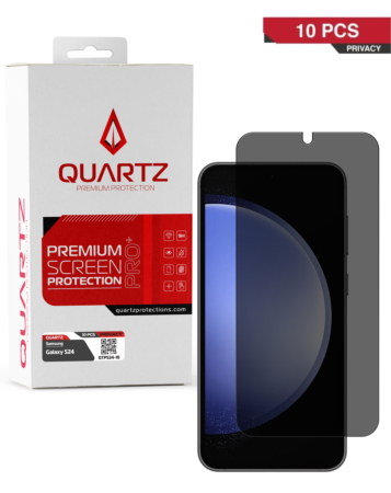 Order the QUARTZ Privacy Tempered Glass for Galaxy S24 and S25, pack of 10.