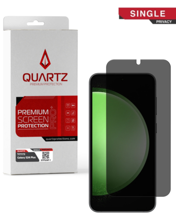 Stock up on the QUARTZ Privacy Tempered Glass for Galaxy S24 Plus and S25 Plus, single pack.
