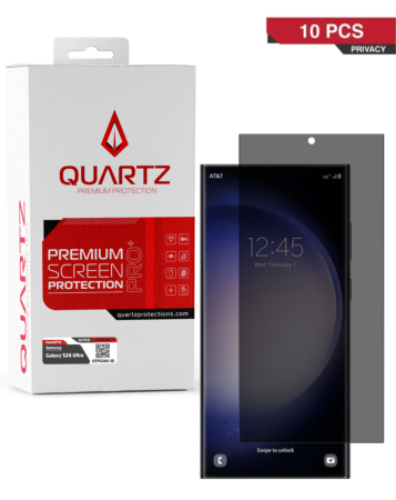 Order the QUARTZ Privacy Tempered Glass for Galaxy S24 Ultra, pack of 10.
