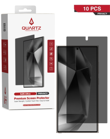 Grab the wholesale deals on the QUARTZ Privacy Tempered Glass for Galaxy S25 Ultra, pack of 10.