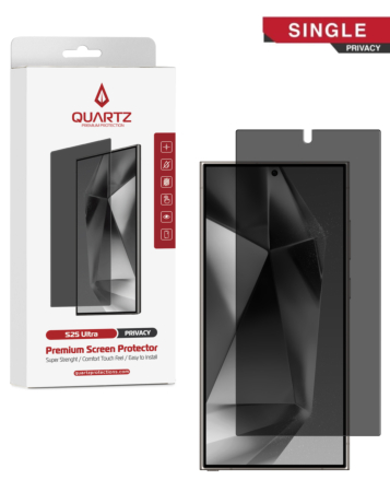 Stock up on the QUARTZ Privacy Tempered Glass for Galaxy S25 Ultra, single pack.