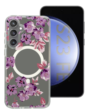 Galaxy S23 FE Wireless Charging Case - PINK FLOWERS (Full Bottom Close) (Only Ground Shipping)