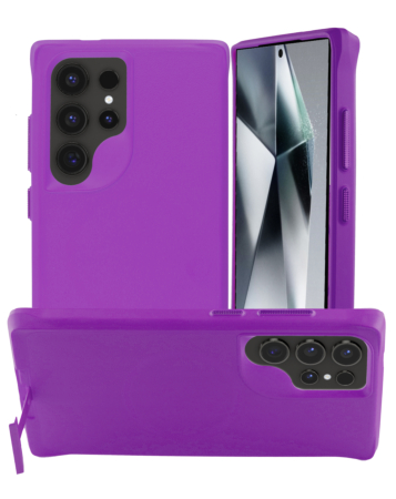 Galaxy S24 Ultra Wireless Charger Silicone Case with Metal Kickstand - PURPLE (Only Ground Shipping)