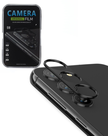 Shop the back camera tempered glass for Galaxy S25 in black.