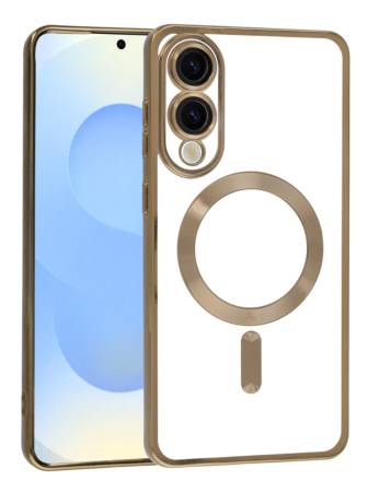 Galaxy S25E Shiny Wireless Charging Clear Case - GOLD (Only Ground Shipping)