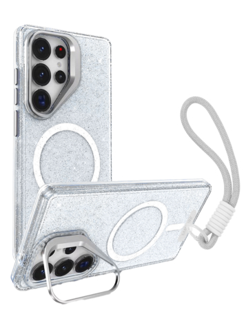 Glitter MagSafe Phone Case with Wrist Strap - CLEAR for Galaxy S26 Ultra (Only Ground Shipping)