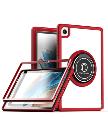 Hard PC Rear / Soft TPU Colorful Border Case with I-ring Holder - RED for Galaxy Tab A7 Lite (T220 / T225) 8.7" (Only Ground Shipping)