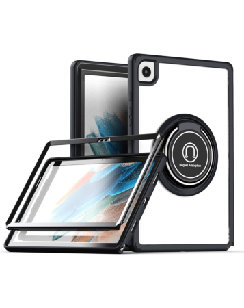 Hard PC Rear / Soft TPU Colorful Border Case with I-ring Holder - BLACK for Galaxy Tab A8 10.5" (2021) (Only Ground Shipping)