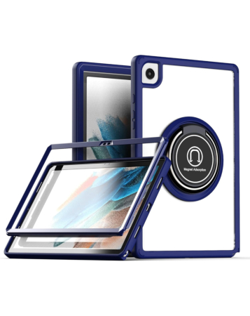 Hard PC Rear / Soft TPU Colorful Border Case with I-ring Holder - BLUE for Galaxy Tab A8 10.5" (2021) (Only Ground Shipping)