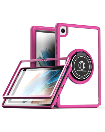 Hard PC Rear / Soft TPU Colorful Border Case with I-ring Holder - PINK for Galaxy Tab A8 10.5" (2021) (Only Ground Shipping)