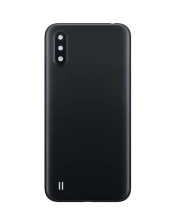 Back Glass with Camera Lens and Adhesive for Galaxy A01 (A015 / 2020) (NO LOGO) (BLACK)