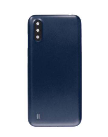 Back Glass with Camera Lens and Adhesive for Galaxy A01 (A015 / 2020) (NO LOGO) (BLUE)