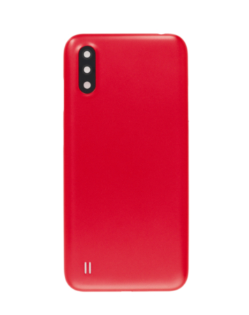 Back Glass with Camera Lens and Adhesive for Galaxy A01 (A015 / 2020) (NO LOGO) (RED)