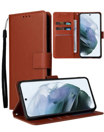 Galaxy A06 Leather Wallet Case with Card Slot - BROWN (Only Ground Shipping)