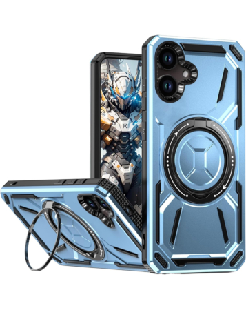Full-Body Rugged Shockproof Case with Built-in Ring Holder - BLUE for Galaxy A06 (Only Ground Shipping)