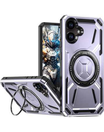 Full-Body Rugged Shockproof Case with Built-in Ring Holder - PURPLE for Galaxy A06 (Only Ground Shipping)