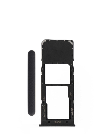 Purchase the single SIM card tray for Galaxy A12 A125 2020 in black.

