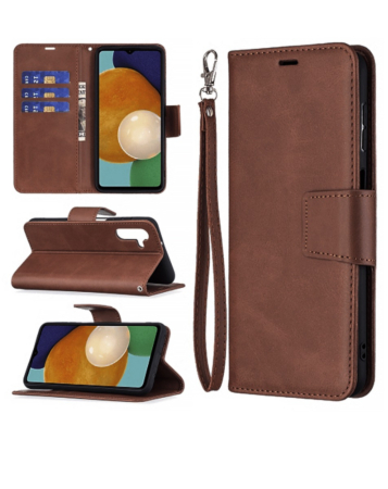 Galaxy A03s Leather Wallet Case with Card Slot - BROWN (Only Ground Shipping)