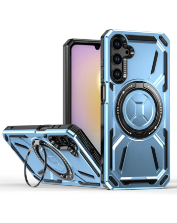 Full-Body Rugged Shockproof Case with Built-in Ring Holder - BLUE for Galaxy A15 (Only Ground Shipping)