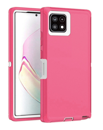 Heavy Duty Case for Galaxy A22 5G (HOT PINK & WHITE) (Only Ground Shipping)