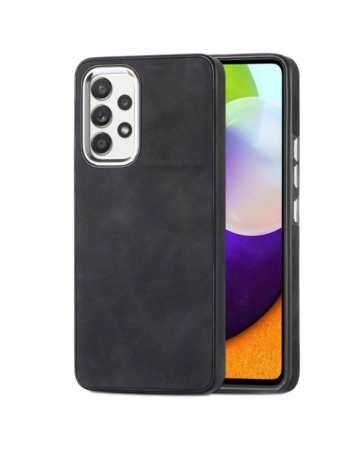 Galaxy A52 5G Matte Retro Leather Case - BLACK (Only Ground Shipping)