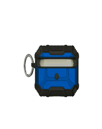 AirPods 1/2 Hard Plastic Transparent Case with Keychain - BLUE (Only Ground Shipping)