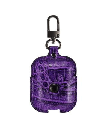 AirPods 1/2 Fashion Leather Case - PATTERNED PURPLE (Only Ground Shipping)