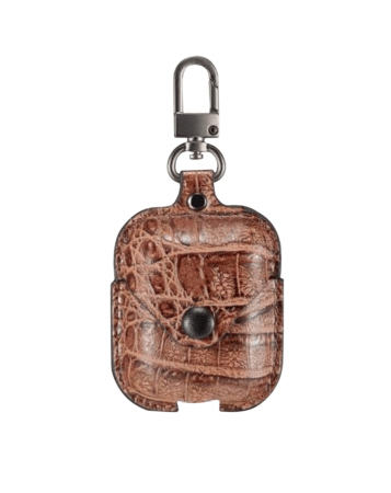 AirPods 1/2 Fashion Leather Case - PATTERNED BROWN (Only Ground Shipping)