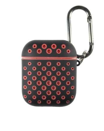 AirPods 1/2 Case with Anti - Lost Strap (BLACK / RED) (Only Ground Shipping)